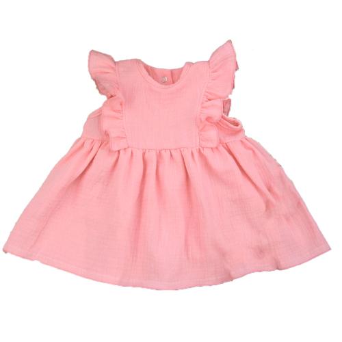 Платье летнее с крылышками для девочки Муслин KiDi 483(Мс)-21 ярко-розовое