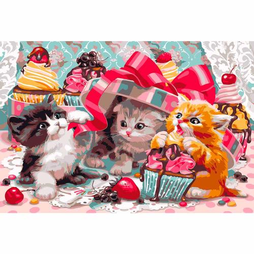 Картина по номерам Котята со сладостями 30 х 40 см РыжийКот ХК-6827 фото 2